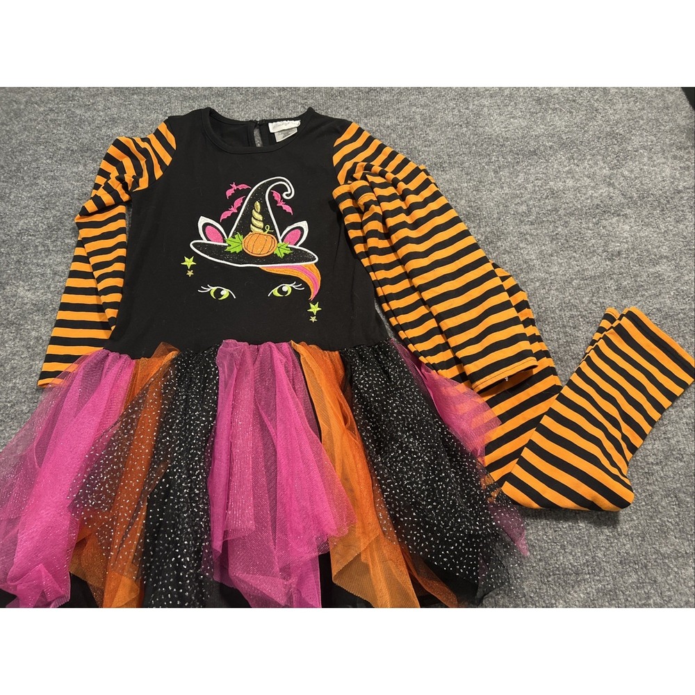 Emily Rose Girl's 2-Piece Halloween Tutu Tunic & Leggings Set β Size 8